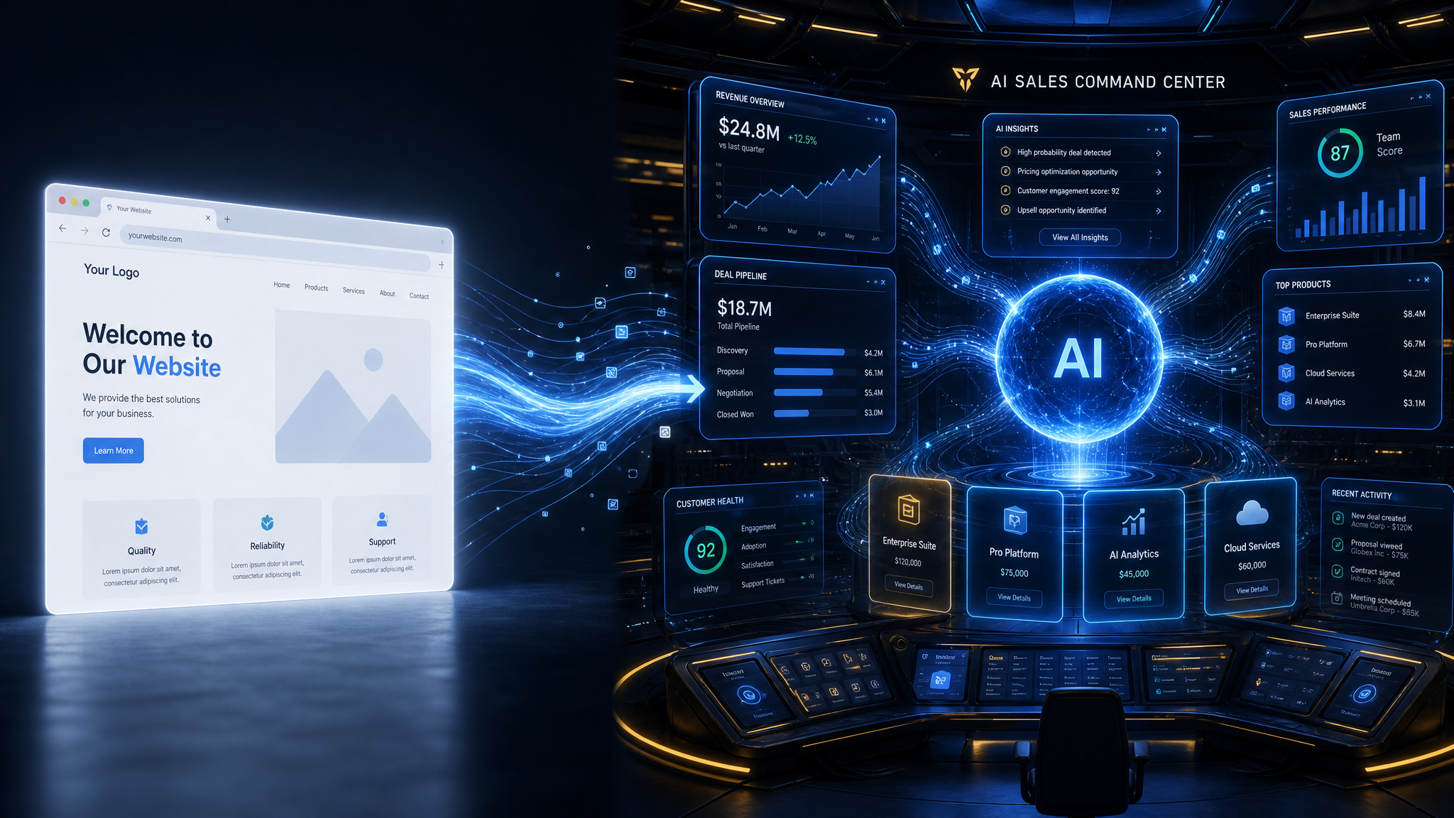 A website transforming into an AI sales command center
